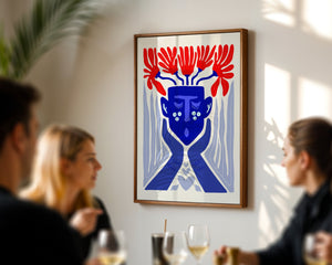 Cobalt Bloom Portrait Matisse Plakat - 21 x 29.7 cm - Nellastore