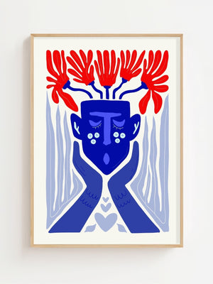 Cobalt Bloom Portrait Matisse Plakat - 21 x 29.7 cm - Nellastore