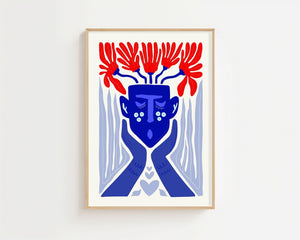Cobalt Bloom Portrait Matisse Plakat - 21 x 29.7 cm - Nellastore