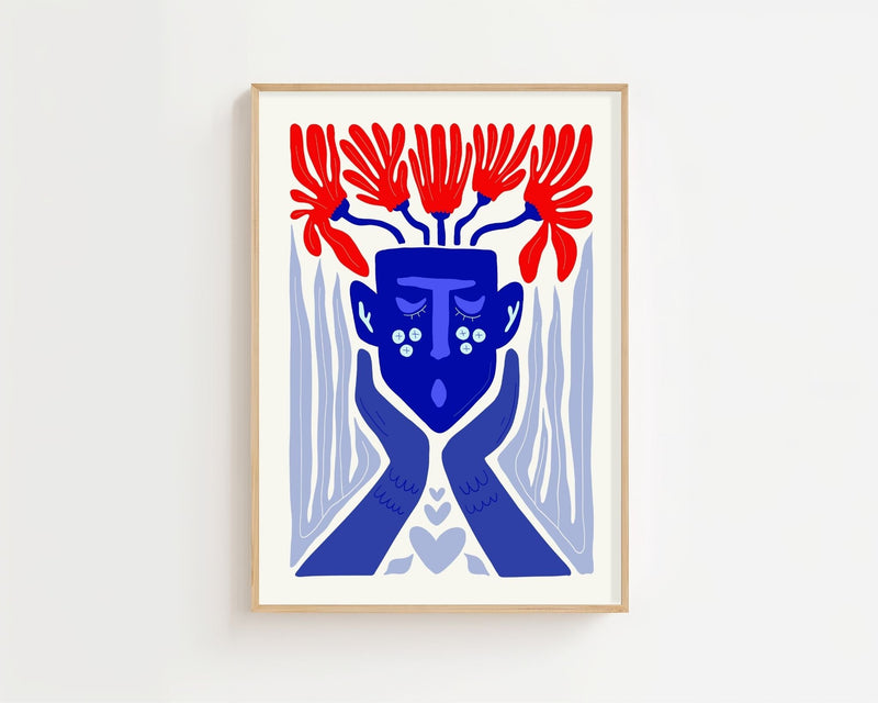Cobalt Bloom Portrait Matisse Plakat - 21 x 29.7 cm - Nellastore