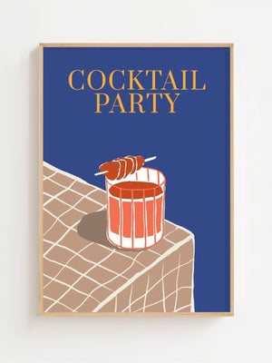 Cocktail Party Blau Plakat - 21 x 29.7 cm - Nellastore