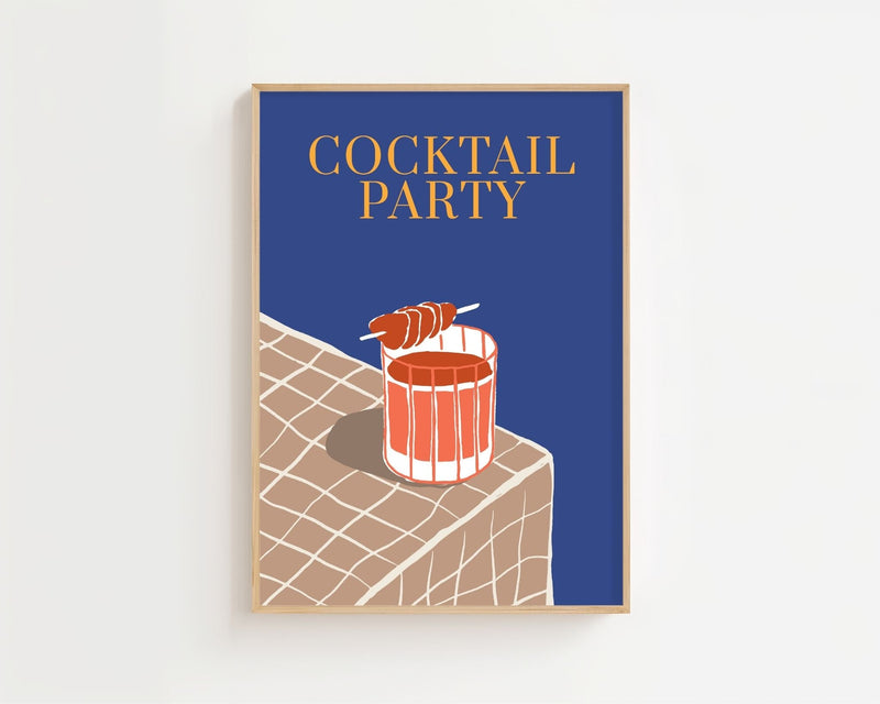 Cocktail Party Blau Plakat - 21 x 29.7 cm - Nellastore