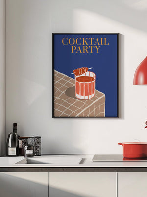 Cocktail Party Blau Plakat - 21 x 29.7 cm - Nellastore