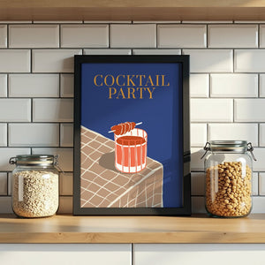 Cocktail Party Blau Plakat - 21 x 29.7 cm - Nellastore