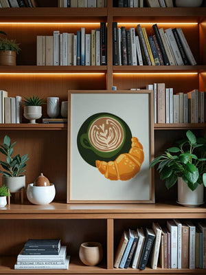 Coffee & Croissant Plakat - 21 x 29.7 cm - Nellastore
