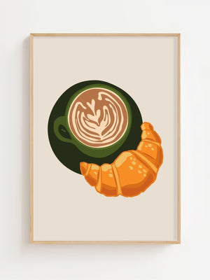 Coffee & Croissant Plakat - 21 x 29.7 cm - Nellastore