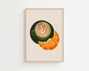 Coffee & Croissant Plakat - 21 x 29.7 cm - Nellastore