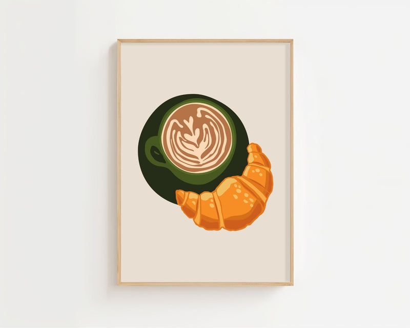Coffee & Croissant Plakat - 21 x 29.7 cm - Nellastore