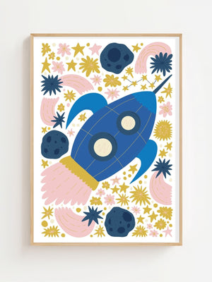 Cosmic Bloom Rocket Plakat - 21 x 29.7 cm (A4) - Nellastore
