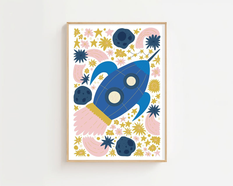 Cosmic Bloom Rocket Plakat - 21 x 29.7 cm (A4) - Nellastore