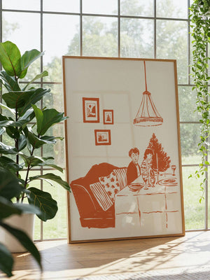 Cozy Winter Dinner Scene Plakat - 21 x 29.7 cm - Nellastore