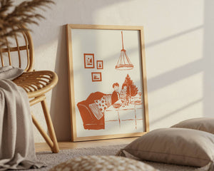 Cozy Winter Dinner Scene Plakat - 21 x 29.7 cm - Nellastore
