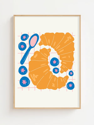 Croissant Blueberry Plakat - 21 x 29.7 cm - Nellastore