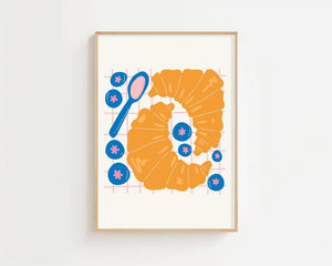 Croissant Blueberry Plakat - 21 x 29.7 cm - Nellastore