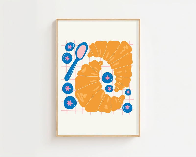 Croissant Blueberry Plakat - 21 x 29.7 cm - Nellastore