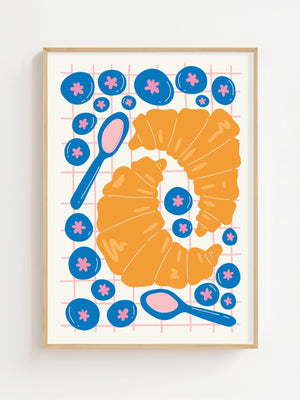 Croissant Morning Plakat - 21 x 29.7 cm - Nellastore