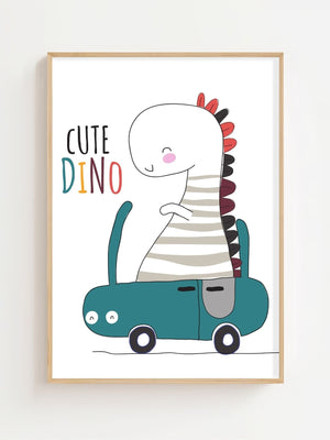 Cute Dino Cruise Plakat - 21 x 29.7 cm (A4) - Nellastore