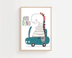 Cute Dino Cruise Plakat - 21 x 29.7 cm (A4) - Nellastore