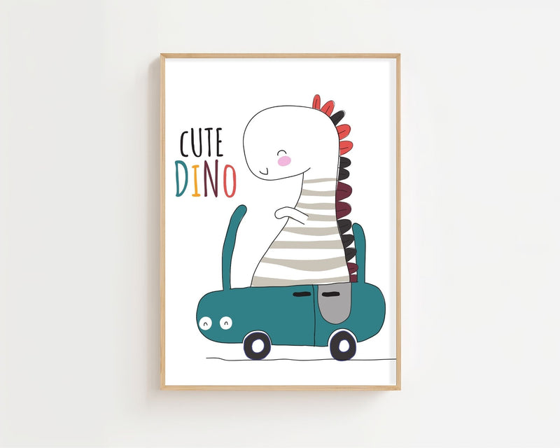 Cute Dino Cruise Plakat - 21 x 29.7 cm (A4) - Nellastore