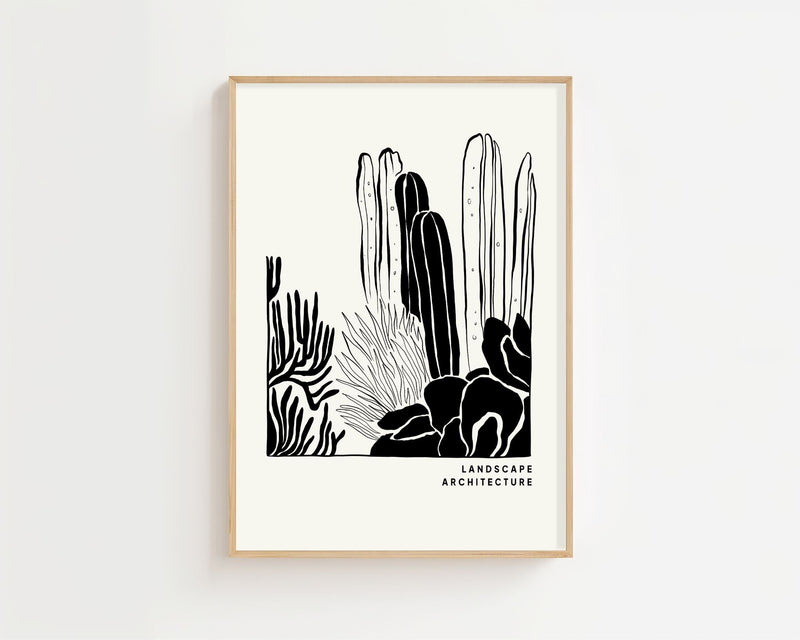 Desert Cactus Landscape Plakat - 21 x 29.7 cm - Nellastore