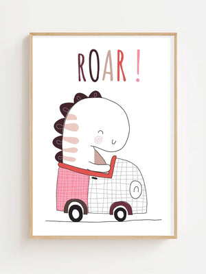 Dino På Farten Plakat - 21 x 29.7 cm (A4) - Nellastore