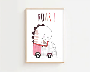 Dino På Farten Plakat - 21 x 29.7 cm (A4) - Nellastore