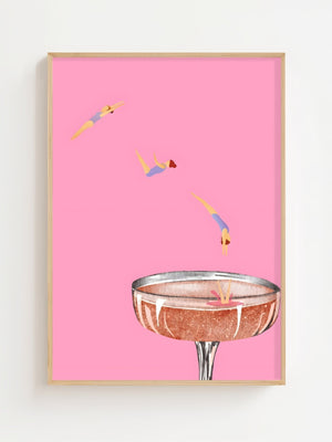 Diving Into Pink Plakat - 21 x 29.7 cm (A4) - Nellastore