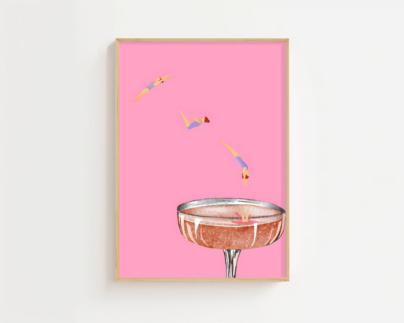 Diving Into Pink Plakat - 21 x 29.7 cm (A4) - Nellastore