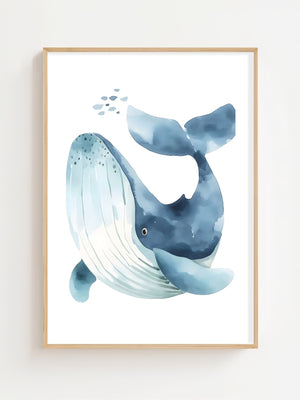 Diving Whale Plakat - 21 x 29.7 cm (A4) - Nellastore
