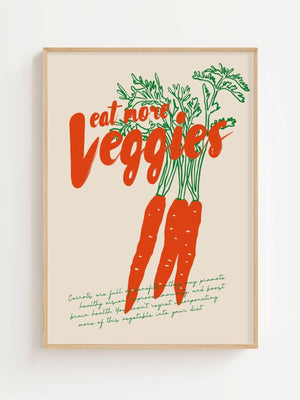 Eat More Veggies Plakat - 21 x 29.7 cm - Nellastore