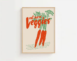 Eat More Veggies Plakat - 21 x 29.7 cm - Nellastore