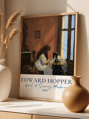 Edward Hopper - Girl At Sewing Machine Plakat - 21 x 29.7 cm (A4) - Nellastore