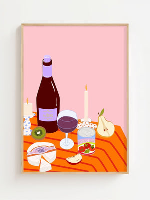 Evening Wine Board Plakat - 21 x 29.7 cm - Nellastore