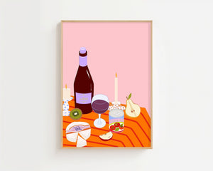 Evening Wine Board Plakat - 21 x 29.7 cm - Nellastore