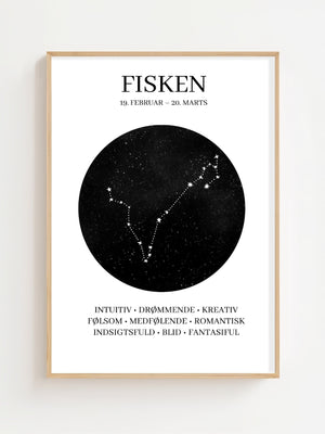 Fisken Stjernetegn Plakat - 21 x 29.7 cm - Nellastore