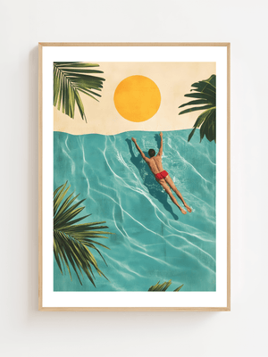 Floating Under The Sun Plakat - 21 x 29.7 cm (A4) - Nellastore