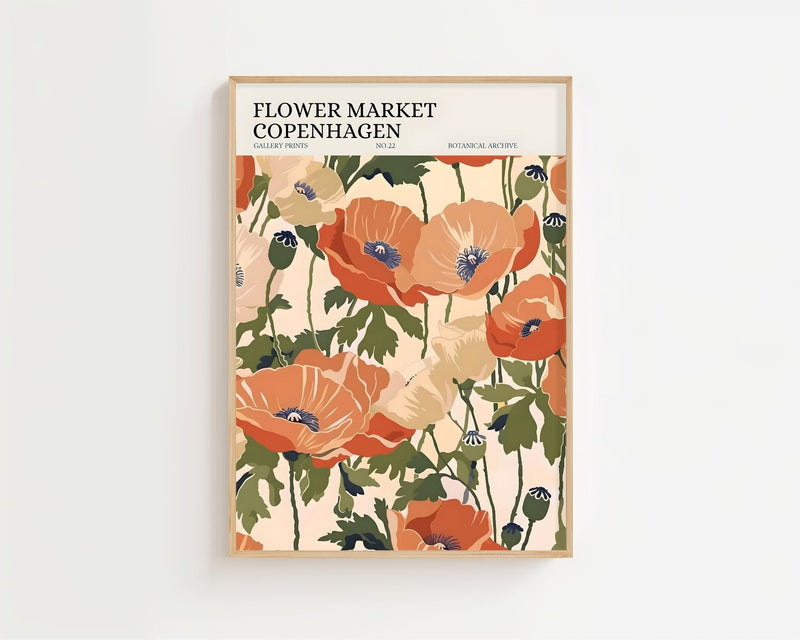 Flower Market Copenhagen Plakat - 21 x 29.7 cm (A4) - Nellastore