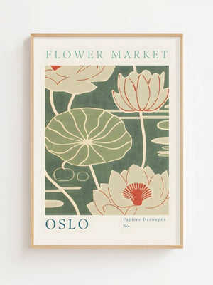 Flower Market Oslo Plakat - 21 x 29.7 cm (A4) - Nellastore