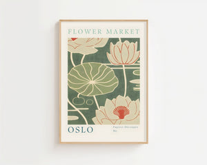 Flower Market Oslo Plakat - 21 x 29.7 cm (A4) - Nellastore