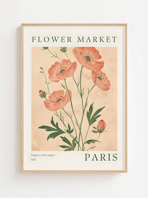 Flower Market Paris Plakat - 21 x 29.7 cm (A4) - Nellastore