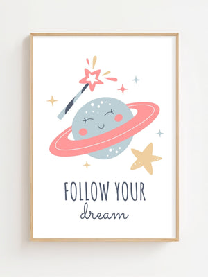 Follow Your Dream Plakat - 21 x 29.7 cm (A4) - Nellastore