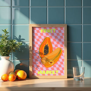 Fruit Market Papaya Plakat - 21 x 29.7 cm - Nellastore