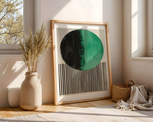 Green Circle On Stripes Plakat - 21 x 29.7 cm (A4) - Nellastore