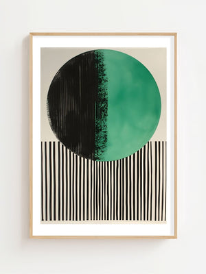 Green Circle On Stripes Plakat - 21 x 29.7 cm (A4) - Nellastore