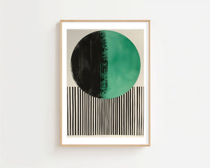 Green Circle On Stripes Plakat - 21 x 29.7 cm (A4) - Nellastore