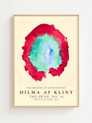 Hilma Af Klint - Red And Teal Circle Plakat - 21 x 29.7 cm (A4) - Nellastore