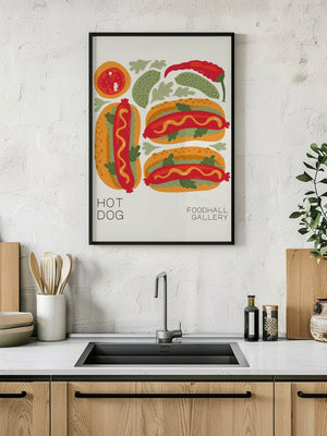Hot Dog Foodhall Plakat - 21 x 29.7 cm - Nellastore