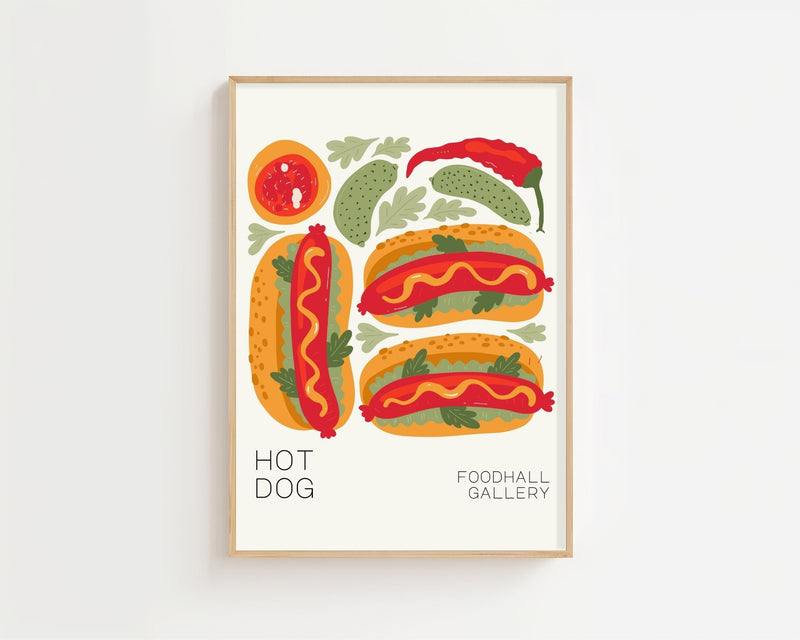 Hot Dog Foodhall Plakat - 21 x 29.7 cm - Nellastore