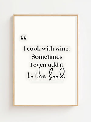 I Cook With Wine Plakat - 21 x 29.7 cm (A4) - Nellastore