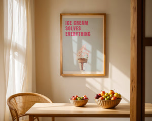 Ice Cream Solves Everything Plakat - 21 x 29.7 cm (A4) - Nellastore